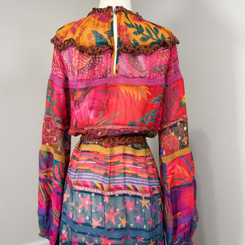 FARM Rio Multicolor Floral Maxi Dress in Red, Pink, Orange, Blue & Green - Picture 8 of 13